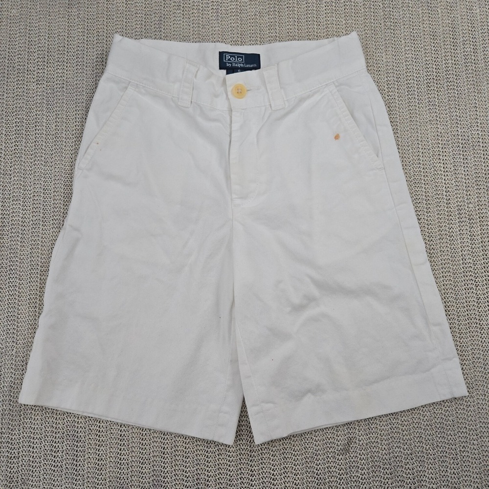 Polo Ralph Lauren Shorts Boys 6 White Flat Front Chino